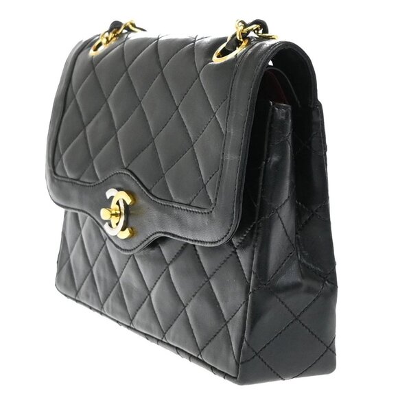 CHANEL PARIS CC Logo Matelasse Chain Mini Shoulder Bag Leather Black 330RF613 - Picture 2 of 16